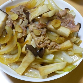 豚肉とエリンギのにんにく炒め